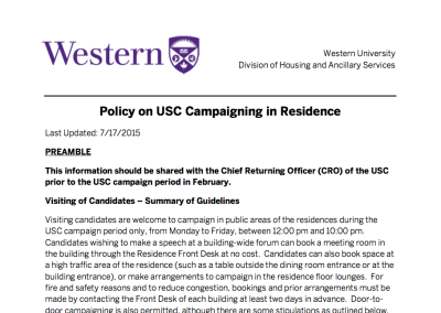 UWO Student Residence – Campaigning Rules