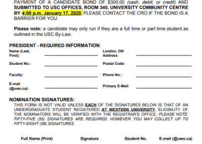 Presidential Nomination Forms – 2020
